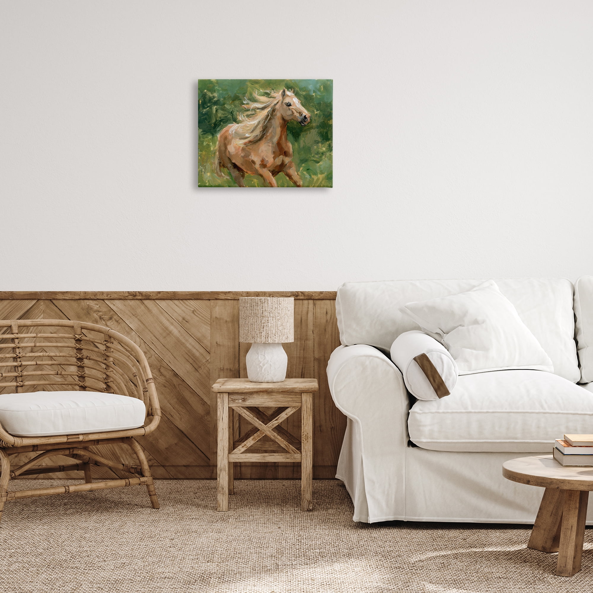 Stupell Industries Dashing Horse in Nature Animals Painting Wrapped Canvas Art Print Wall Art, 20 x 16
