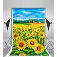 thumbnail image 3 of ABPHOTO 5x7ft Photography Backdrop Rural Village Sunflowers Blue Sky Oil Painting Photo Background Backdrops, 3 of 4