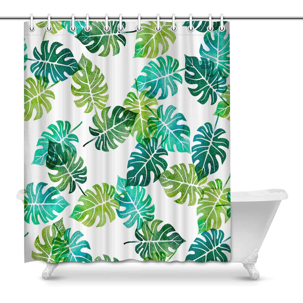 Pop Green Tree Palm Leaves Bathroom Decor Effect Shower Curtains 60x72 Inch Walmart Canada