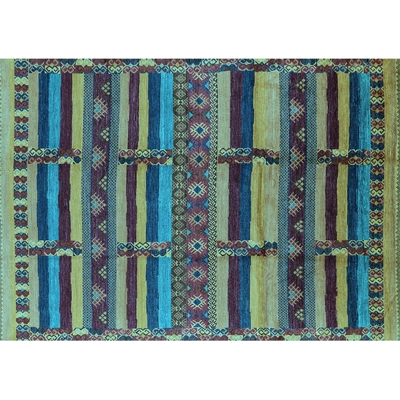 Ahgly Company Indoor Rectangle Oriental Light Blue Industrial Area Rugs, 8' x 12'
