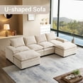 thumbnail image 2 of Noodeniya 122" Modular Sectional Sofa with Arm Storage, Velvet U Shaped Living Room Couch with Double Cushion, Beige, 2 of 9