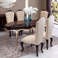 thumbnail image 2 of French neoclassical simple buckle dining chair oval solid wood dining table leather dining table chair combination furniture My Lux Decor Round, 2 of 7
