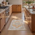 thumbnail image 3 of Toyoso 2x3 Machine Washable Area Rug, Soft Polyester Vintage Medallion Distressed Accent Rug, Non-Slip Oriental Floral Carpet, Burnt Orange, 3 of 8