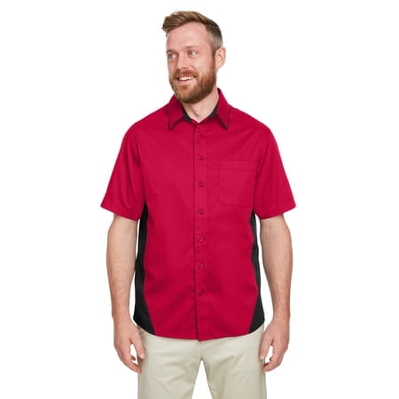 Harriton Chemise à Manches Courtes Colorblock pour Hommes M586T