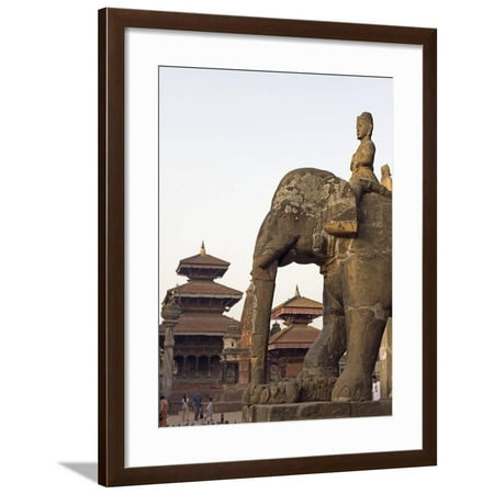 Indian Mandir Bishwanath Mandir, Durbar Square, UNESCO World Heritage Site, Patan, Kathmandu Valley, Nepal, Asia Framed Print Wall Art By Christian Kober ()