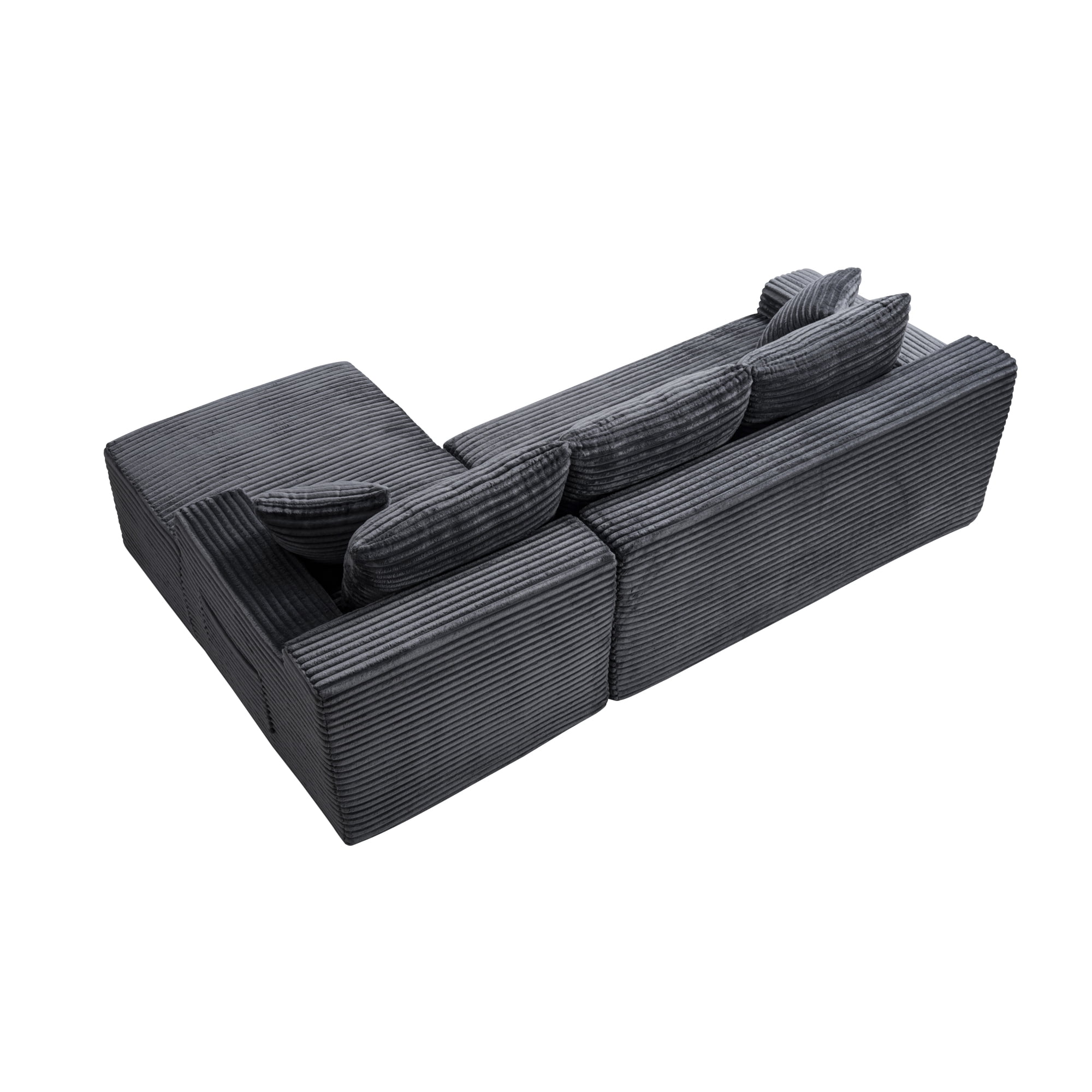 Leumius 106.3" Cloud Modular Sectional Sofa Couch with L-Shape Chaise,Modern Minimalist Upholstered Couches for Living Room Bedroom No Assembly Required Gray-R