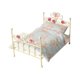 thumbnail image 3 of Cama de casa de muñecas a escala 1:12, muebles de casa de muñecas, cama de hierro, dormitorio, microjuego de simulación Patrón floral azul, 3 of 9