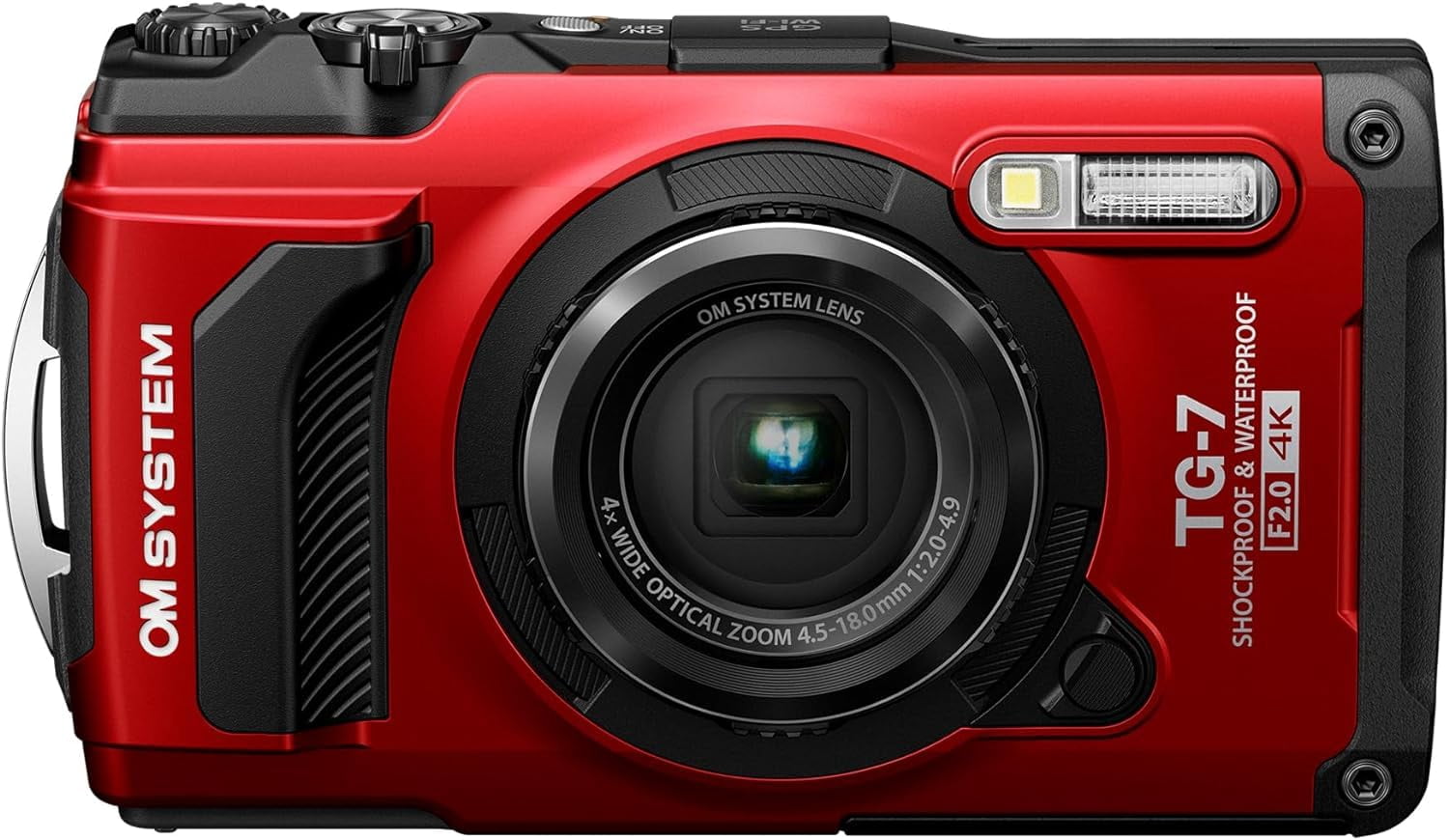 OM SYSTEM Tough TG-7 Red Underwater Camera, Waterproof, Freeze Proof, High Resolution Bright, 4K Video 44x Macro Shooting (Successor Olympus TG-6) with Pixel Advance Accessories & Travel Bundle