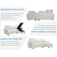 thumbnail image 4 of Onbeam Sectional Sofa with Storage Chaise and Cup Holders, Living Room L-Shaped Sofa Couch, Modern Sofa Bed for Home and Office, Beige, Polyester, 4 of 6