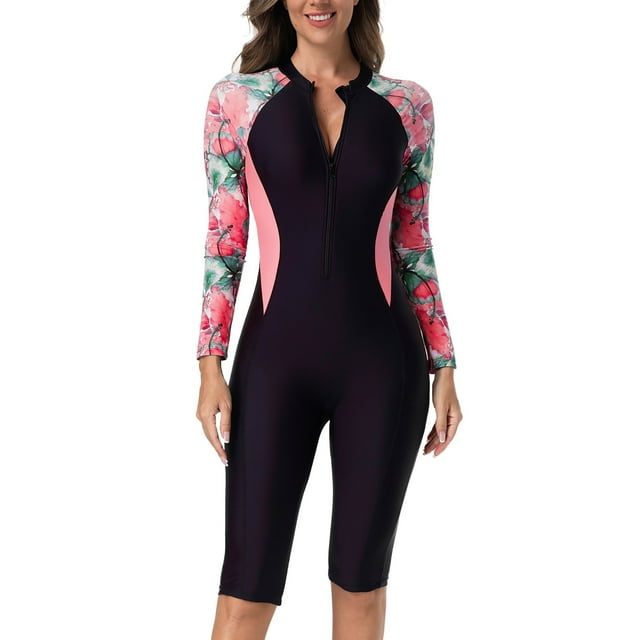 MKLEKYY Trajes De Baño Mujer Dos Piezas Women'S 2025 New Spring And Summer Sunscreen Swimsuit With Integrated Zipper Sunscreen Surfing Swimsuit 672