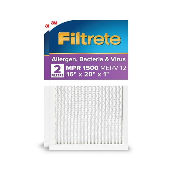 Filtrete 16x20x1 Air Filter, MPR 1500 MERV 12, Advanced Allergen Reduction, 2 Filters