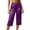 Purple, variant on Summer Women's Capri Pants Ice Silk Satin Cool And Comfortable In Summer Loose Plus Size Solid Color Home Cropped Pants