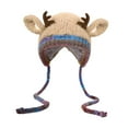 thumbnail image 2 of Gorro de ciervo navideño para guardar cosas, gorro de punto para adultos y niños, bolsa creativa festiva de ganchillo. Caqui, 2 of 9
