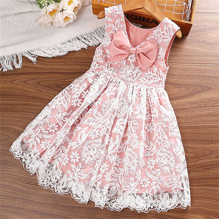 Kids Toddler Girls Princess Pageant Dress Sleeveless Floral Lacy