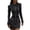 Black, variant on Women's Dress, Crew Neck Long Sleeve Skeleton Print with Rose Embroidery, Bodycon Fit for Halloween