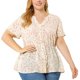 thumbnail image 1 of Women's Plus Size Top Ruffle Placket Button Ditsy Floral Peplum Blouse White 1X, 1 of 7