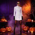 thumbnail image 2 of SRZYMJ Women Mad Scientist White Slim Fit Lab Coat Dress with Goggles & Gloves Halloween Tech Themed Party Cosplay Outfit M, 2 of 5