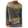 thumbnail image 1 of Wiyuqeen Chandails en Tricot Fair Isle pour Femmes à Manches Longues, Chandail en Tricot de Détente à Col Rond, Chandails Vintage, Chandails Raglan d'Automne, Liquidation, 1 of 4