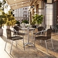 thumbnail image 3 of Flash Furniture Commercial Aluminum and Dark Brown Rattan Indoor-Outdoor Restaurant Stack Chair, 3 of 12