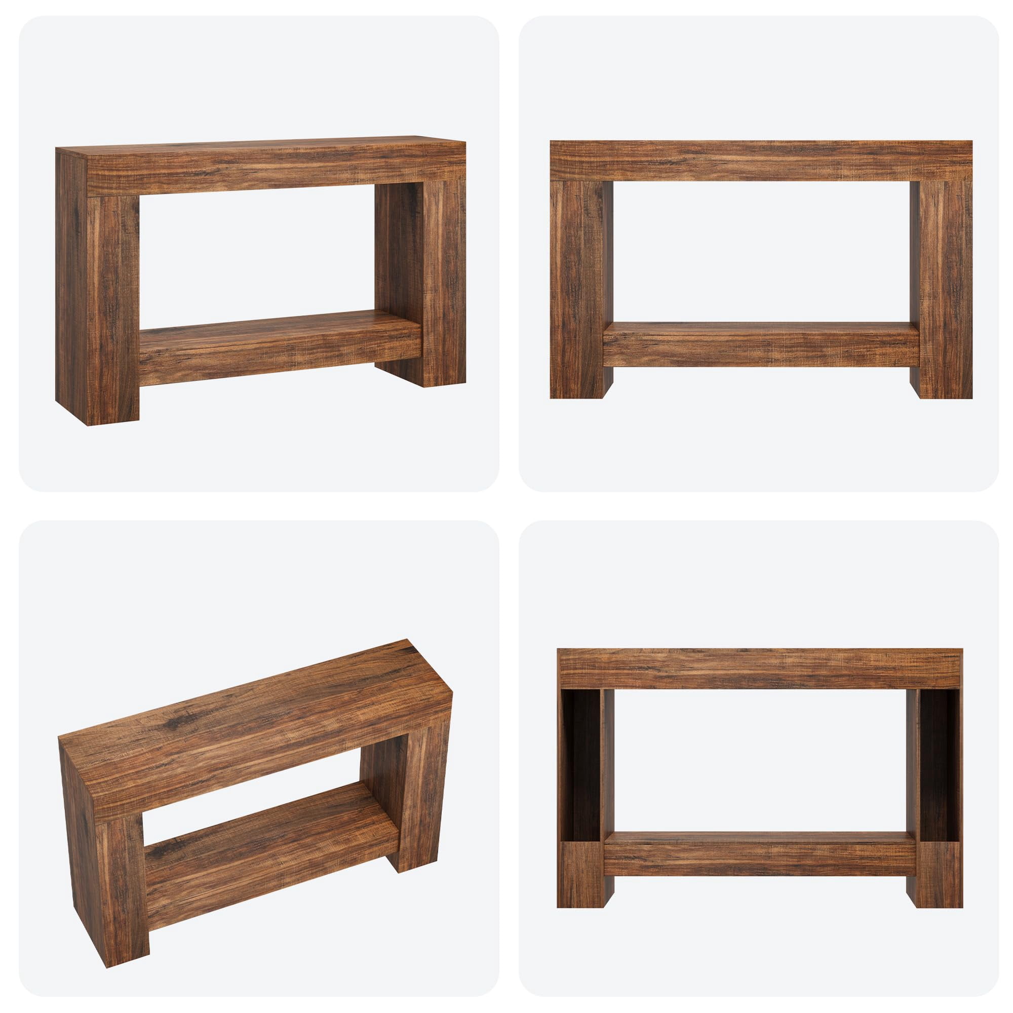 47 Inches/63 Inches Long Console Table for Entryway, 2-Tier Large Sofa Table with Storage, Farmhouse Console Table for Living Room, Wooden Entrance Entry Table for Entryway, Hallway