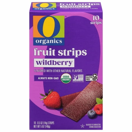 O O Organic Wildberry Fruit Strips USDA Organic Non-GMO Project Verified Fat-Free 0.5 oz