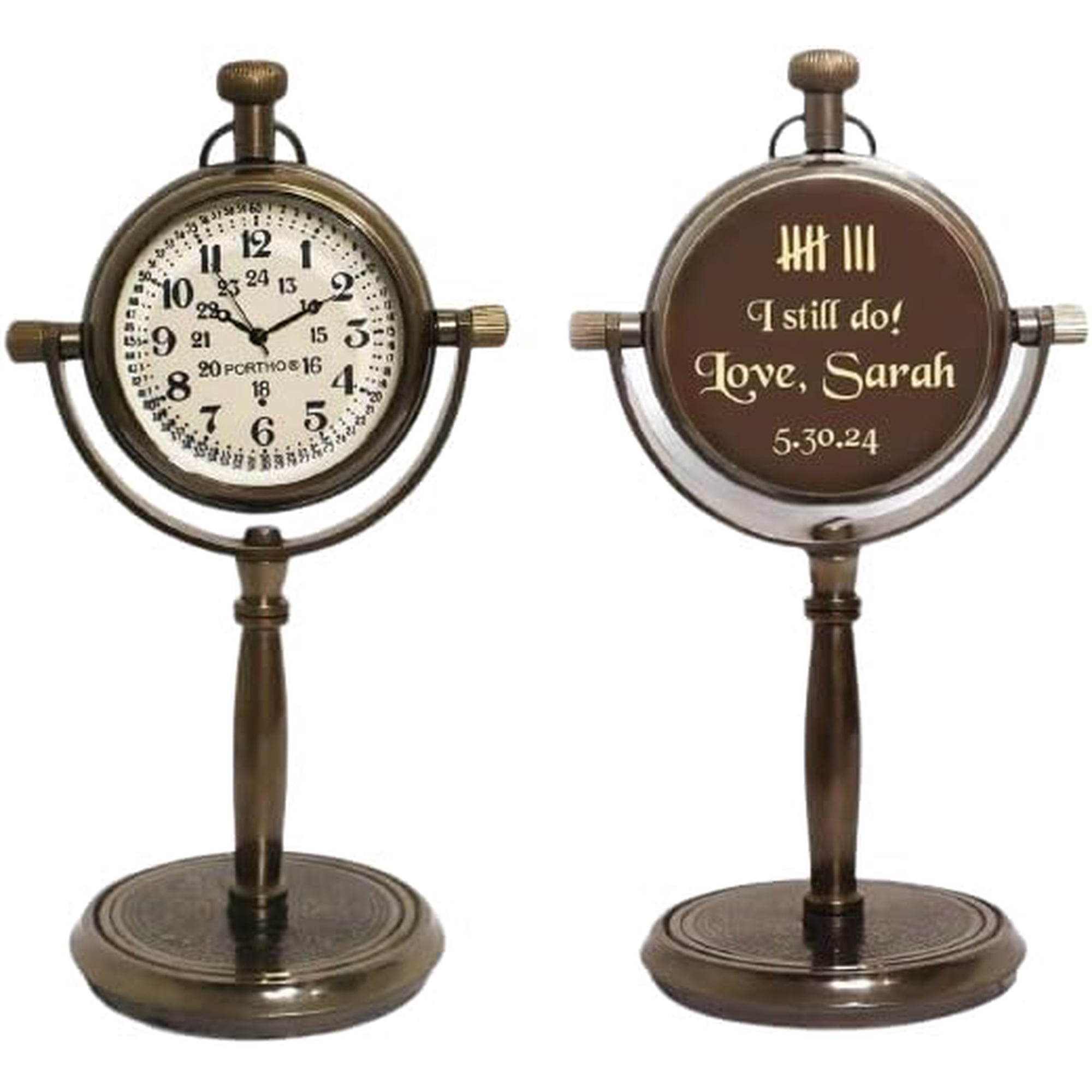 Personalized Brass Desk Clock: 9th Anniversary Bronze Gift Personalized Anniversary Desk Clock Gift – CustomizableTraditional Engraved Gift for Men & Women, Gift for Couples, Wedding Gift for Spouse