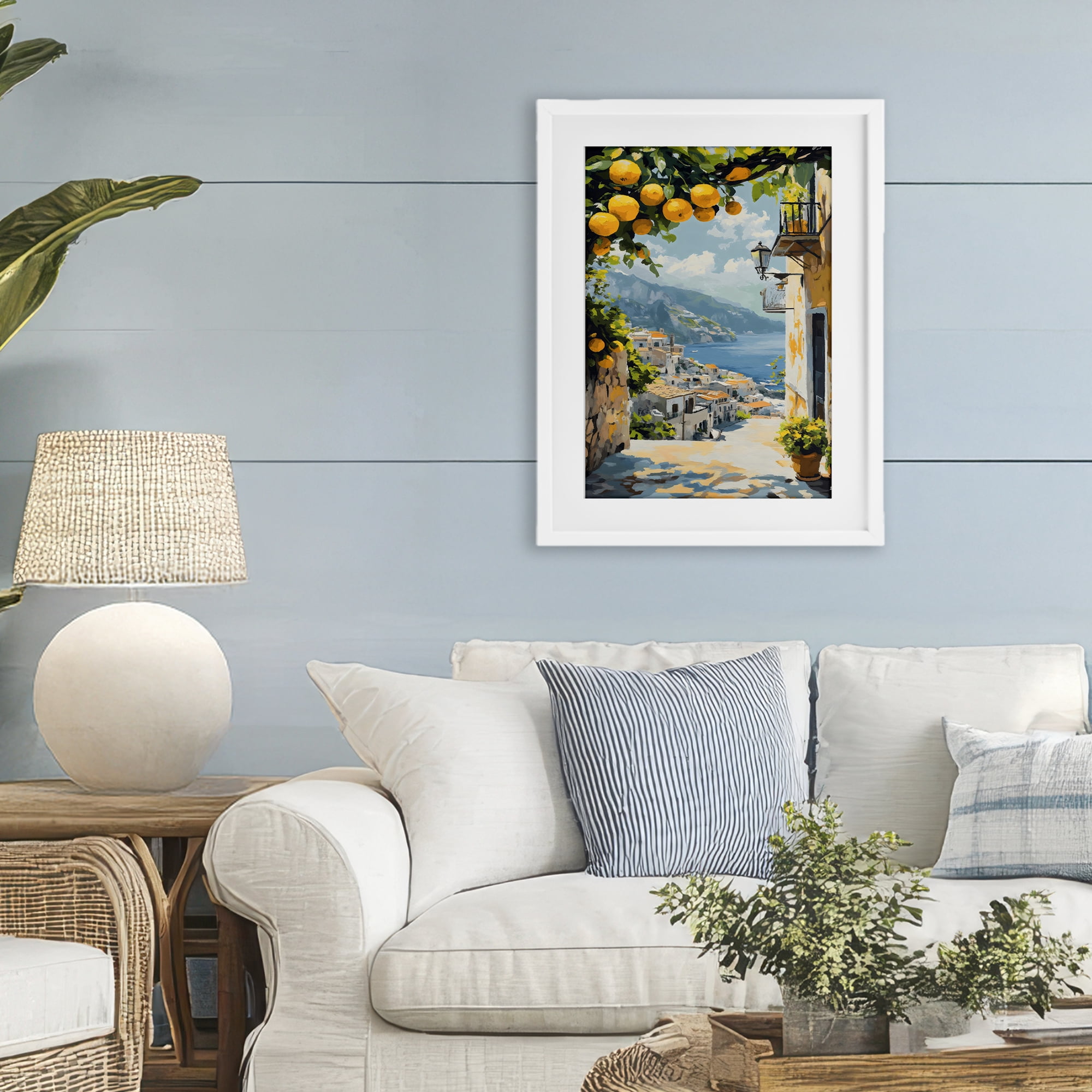 Stupell Industries Lemon Tree Overlooking Coast White Framed Print Under Glass, design by Creative Studio