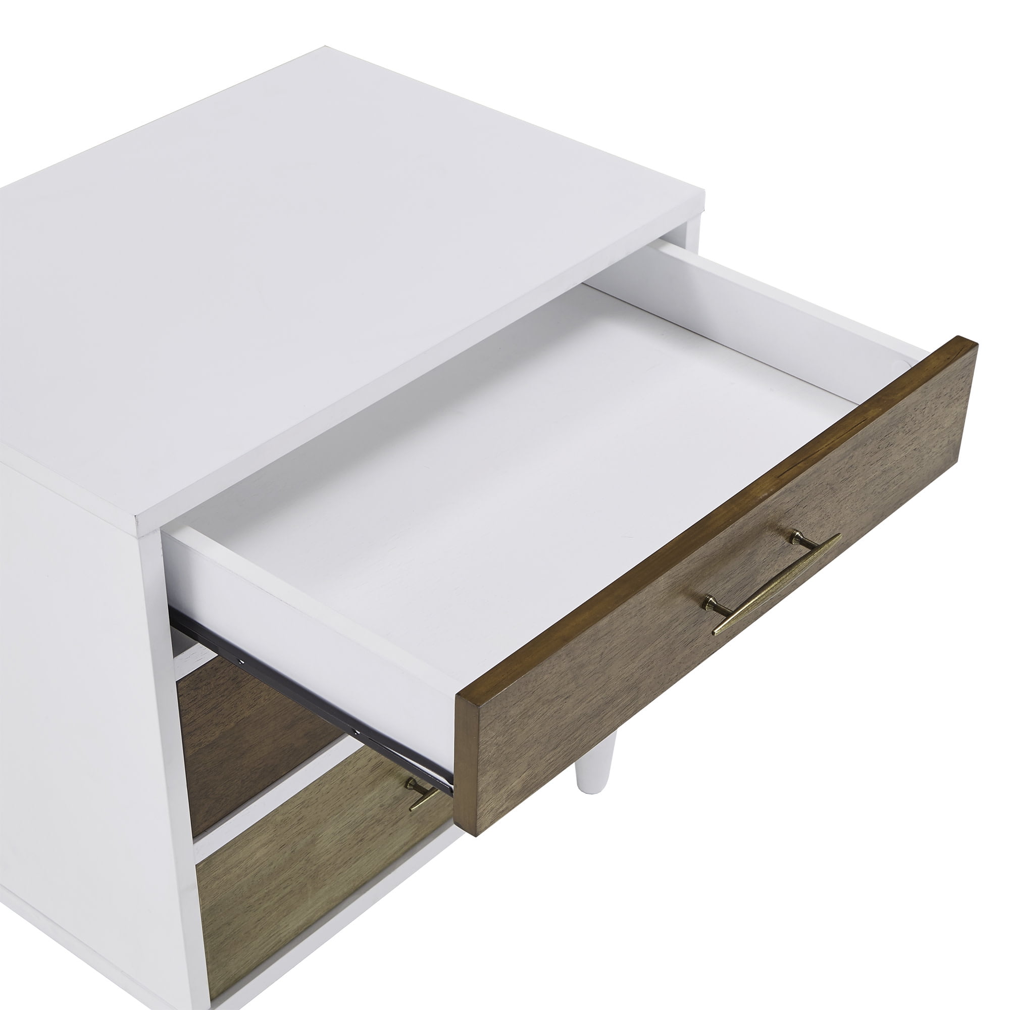 Weston Home Dorcas Mid-Century 3-Drawer Nightstand, White/Natural Finish