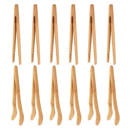 

12PCS Bamboo Toaster 7 Inch Wood Kitchen Reusable Wood for Toast Bread Fruit Tea