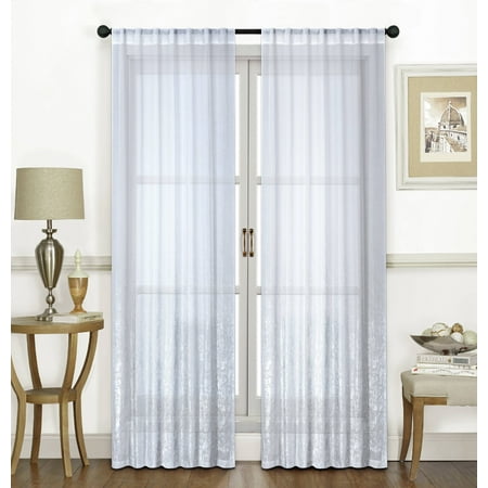 Metallic Pocket - Dainty Home Ombre Lace Metallic Sheer Fabric Rod Pocket Window Curtain Panel Pair