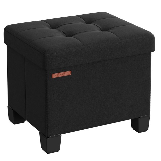 Taburete de Almacenamiento otomano pequeño con piernas, 12.6 x 15.8 x 13.2 Pulgadas, Carga hasta 650 Libras, para Sala de Estar, recámara, recámara, Tinta Negra ULSF012B01