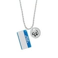 thumbnail image 2 of Delight Jewelry Acrylic Blue "Hello" Name Tag Silvertone Script Initial Disc - W - Charm Necklace, 20"+3", 2 of 4