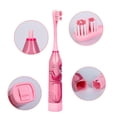 thumbnail image 3 of Cepillo de dientes eléctrico para niños, dibujos animados a prueba de agua para niños y niñas (rosa), 3 of 4