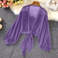 thumbnail image 3 of Lixiuxyad Womens Elegant Sheer Chiffon Cardigan Long Sleeve Tie Front Lightweight Summer Outfits,Purple, 3 of 7
