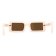 thumbnail image 2 of Womens Mod Minimal Rectangle Plastic Sunglasses Peach Brown, 2 of 4