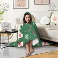 thumbnail image 4 of Wearable Blanket,Green Christmas Pattern Hooded Wearable Sherpa Blanket for Adults & Teens,Winter Poncho Shawl Wrap Cape Thick Warm,50"x60", 4 of 5