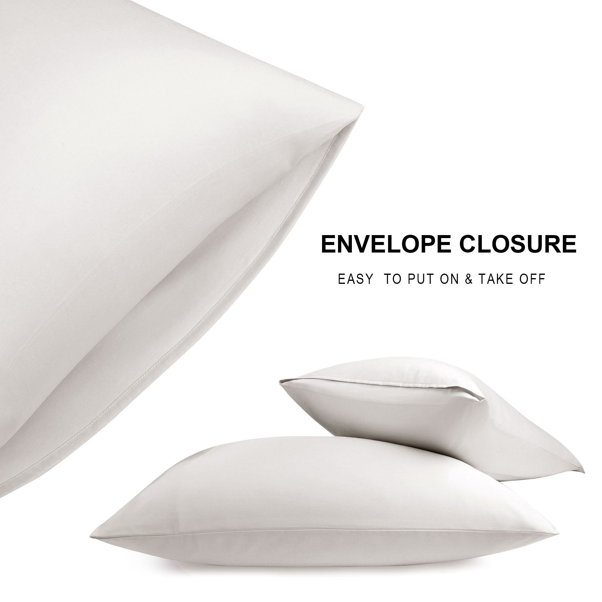 Unique Bargains Breathable Cotton Envelope Closure Pillowcases 2 Pcs Isabelline Queen
