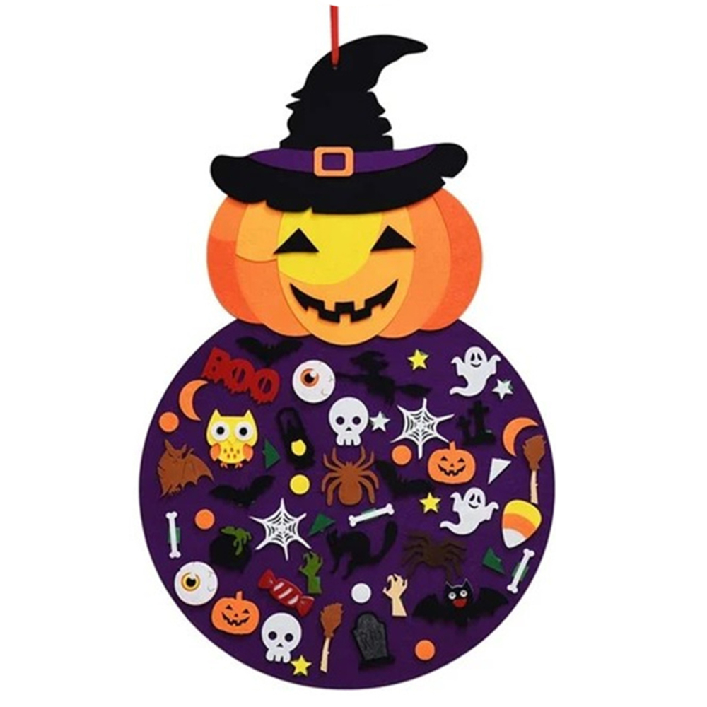 DIY Halloween Felt Pumpkin Kit Cartoon Pumpkin Witch with 50 PCS