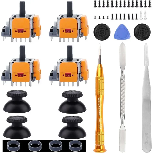 4 Pack Hall-Effect Joysticks Replacement for DualSense PS5 Controller, 3D Analog Sensor Wheel Thumb Sticks Joystick Rocker Module Replacement for PlayStation 5 Controller