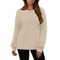 thumbnail image 4 of Holzkary Sweatshirts for Women Hoodies Oversized Sweatshirts Cute Crewneck Long Sleeve Fleece Tops Winter Outfits Graphic Printed Pullover Top Comfy Fall Winter Outfits Clothes 2025 Fashion Beige L, 4 of 8