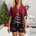 thumbnail image 7 of felwors Women Christmas Pajamas Set Silk Satin Short Sleeve Button Down Top and Shorts Plus Size Soft Sleepwear Lounge Xmas Pjs Red, XL, 7 of 7