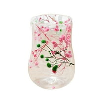 Stemless Glasses 200ml Spring Summer Floral Drinking Glasses Hydrangea Tumbler Cups for Spring Summer Parties Supplies Birthday Giftï¼Light Pink