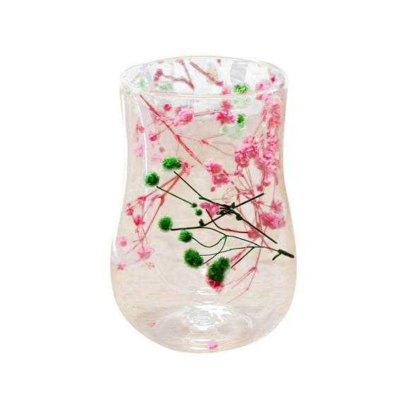 Stemless Glasses 200ml Spring Summer Floral Drinking Glasses Hydrangea Tumbler Cups for Spring Summer Parties Supplies Birthday Giftï¼Light Pink