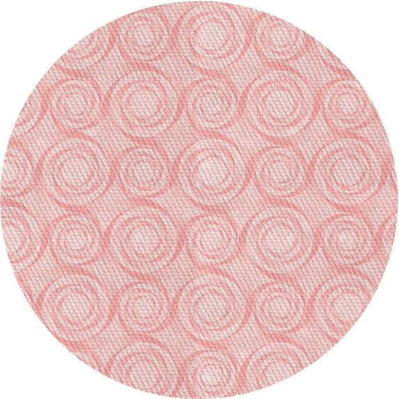 Ahgly Company Machine Washable Indoor Round Transitional Pastel Red Pink Area Rugs, 6' Round