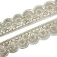 thumbnail image 2 of 2.5 Inch Scalloped Floral Sequin Metallic Corded Mesh Trim for Sewing, Costumes, Crafts, and Décor – Sold by the Yard (Champagne, 1 Yard), 2 of 3