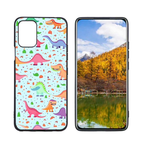 Compatible with LG Q52 Phone Case, Cute-Dinosaur-T-Rex-Dino40 Case Men Women, Flexible Silicone Shockproof Case for LG Q52