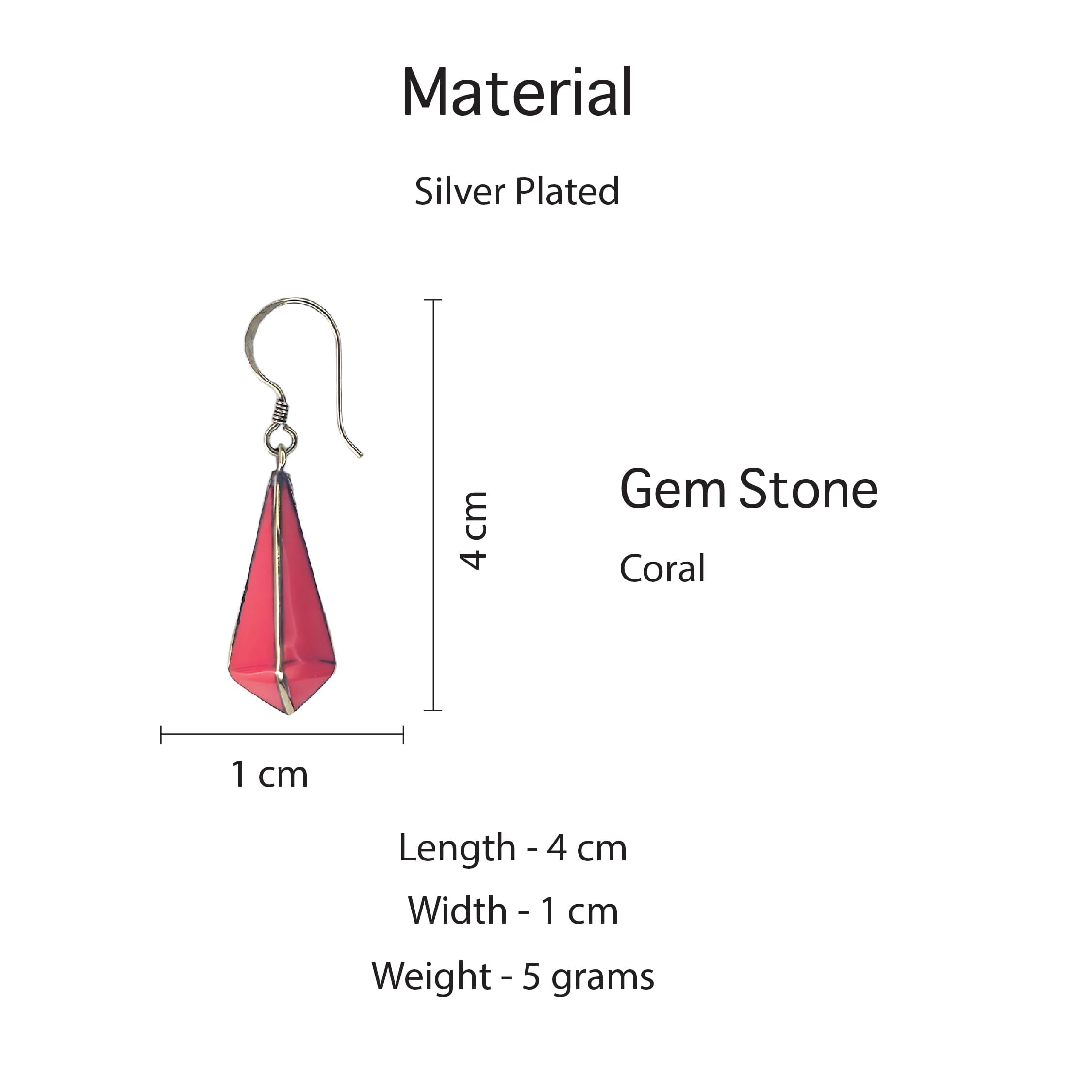 Tibetan Silver Boho Fashion Earrings Coral Gemstone Handmade Jewelry