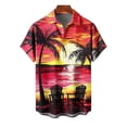 thumbnail image 6 of LODIENY Hawaiian Shirt for Men Trendy Tropical Palm Tree Sunset Printed Loose Fit Shirt Short Sleeve Casual Button Down Holiday Beach Graphic T-Shirts Tops with Pocket Multicolor#25 L, 6 of 7