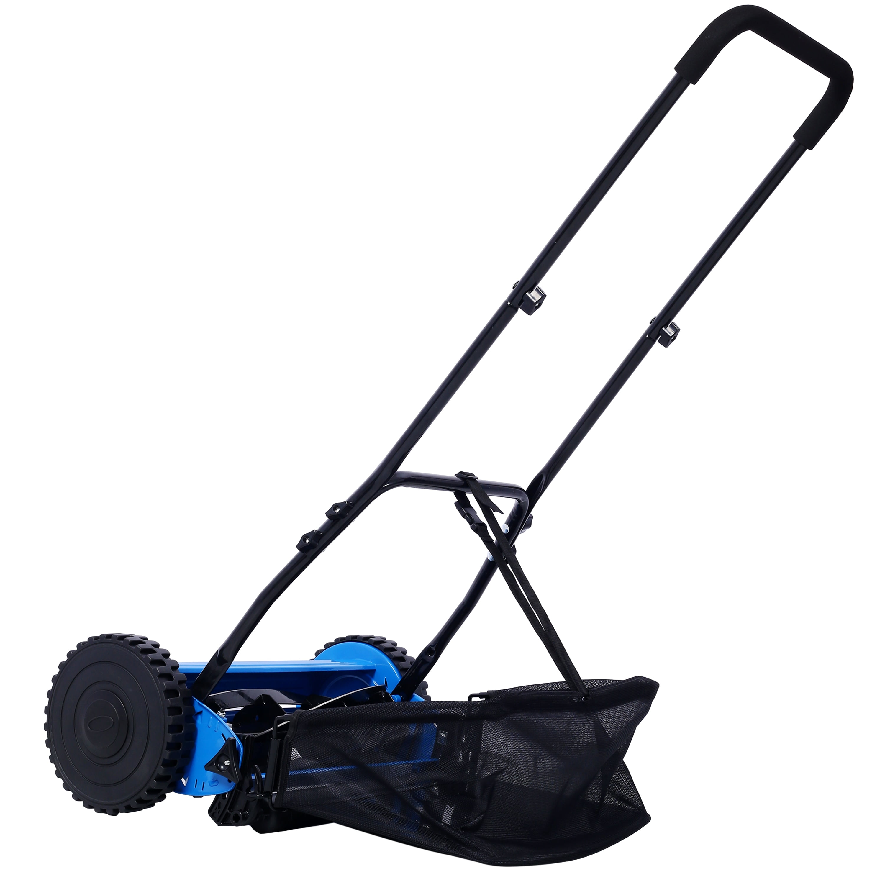 Trilenars 16-Inch Lawn Mower 5-Blade Reel Mower Push Reel Lawn Mower With Grass Catcher, 0.6 In-1.8 In Adjustable Blade Height For Garden Patio Lawn Sweeper