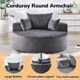 thumbnail image 4 of FFH 55" Oversized Round Chaise Lounge, Cloud Lazy Sofa Chair with Cylindrical Backrest Pillow, Chenille Gray, 4 of 7